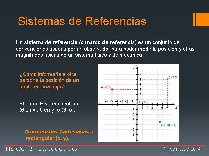 Sistemas de Referencias Un sistema de referencia (o marco de referencia) es un conjunto