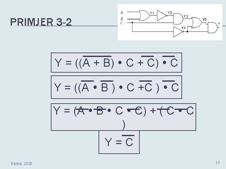 PRIMJER 3 -2 Y = ((A + B) C + C) C Y =