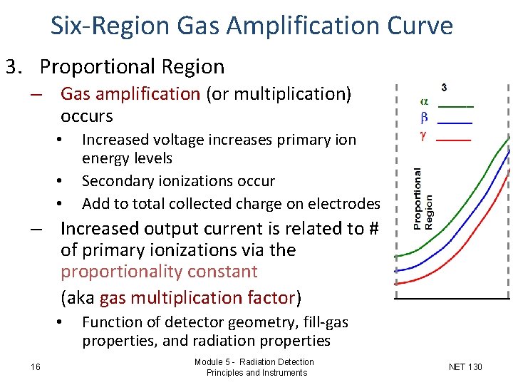 Six-Region Gas Amplification Curve 3. Proportional Region – Gas amplification (or multiplication) occurs • Six-Region Gas Amplification Curve 3. Proportional Region – Gas amplification (or multiplication) occurs •