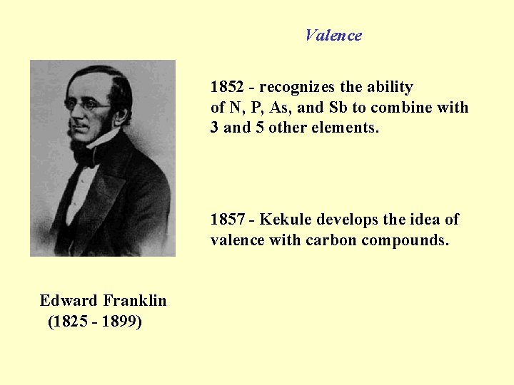 Valence 1852 - recognizes the ability of N, P, As, and Sb to combine