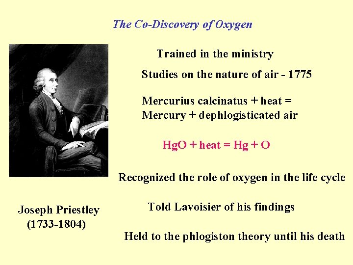 The Co-Discovery of Oxygen Trained in the ministry Studies on the nature of air