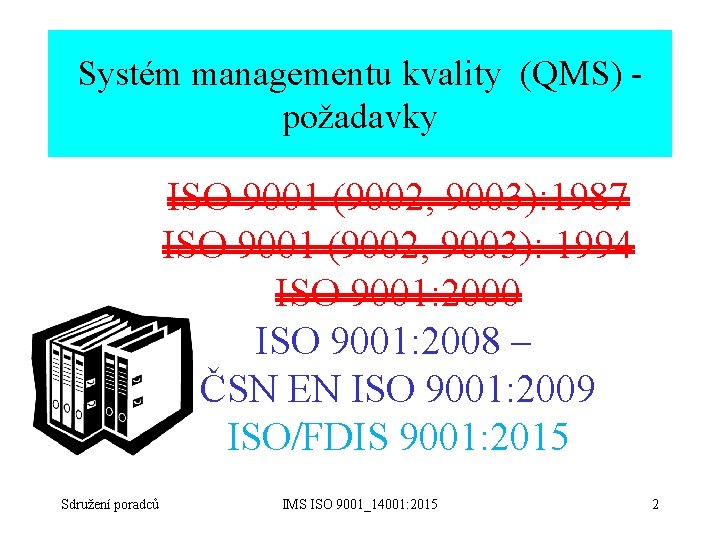Systém managementu kvality (QMS) - požadavky ISO 9001 (9002, 9003): 1987 ISO 9001 (9002,