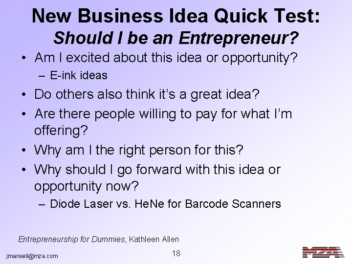 New Business Idea Quick Test: Should I be an Entrepreneur? • Am I excited