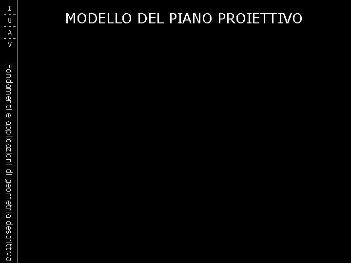 MODELLO DEL PIANO PROIETTIVO Fondamenti e applicazioni di geometria descrittiva 