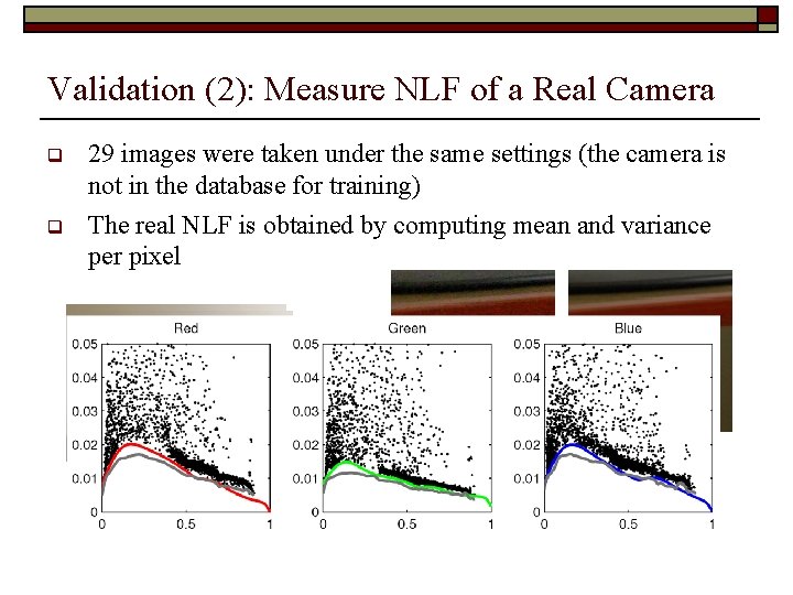 Validation (2): Measure NLF of a Real Camera q q 29 images were taken Validation (2): Measure NLF of a Real Camera q q 29 images were taken