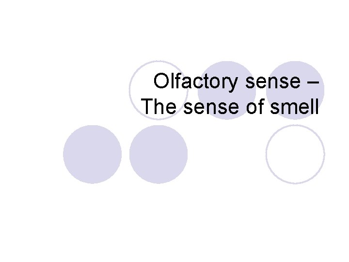 Olfactory sense – The sense of smell 