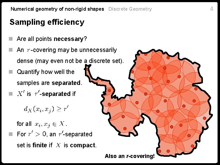 Numerical geometry of non-rigid shapes Discrete Geometry Sampling efficiency n Are all points necessary?