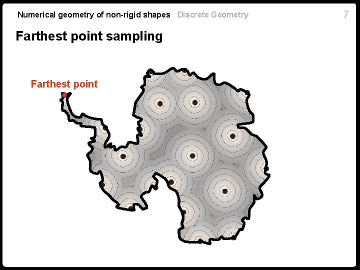 Numerical geometry of non-rigid shapes Discrete Geometry Farthest point sampling Farthest point 7 