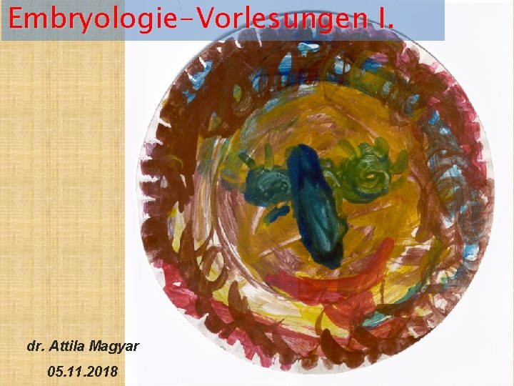 Embryologie-Vorlesungen I. dr. Attila Magyar 05. 11. 2018 