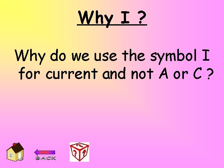 Why I ? Why do we use the symbol I for current and not