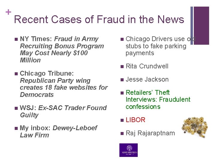 + Recent Cases of Fraud in the News n n NY Times: Fraud in + Recent Cases of Fraud in the News n n NY Times: Fraud in