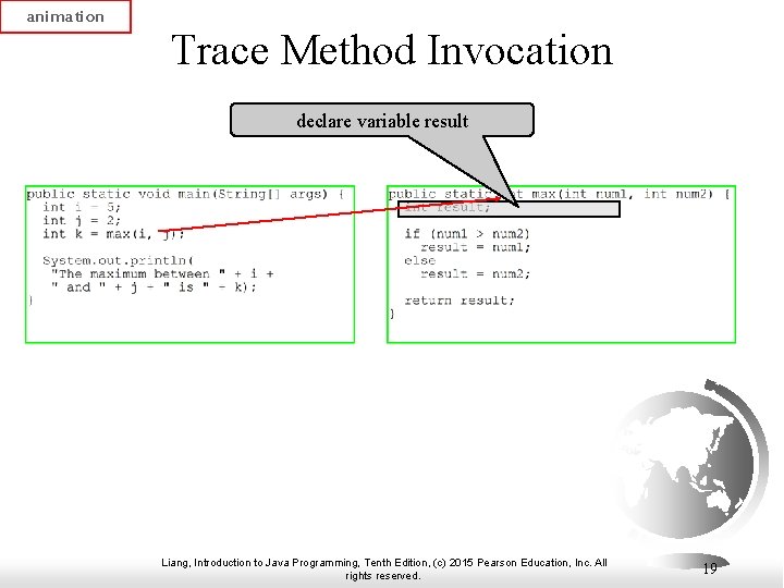 animation Trace Method Invocation declare variable result Liang, Introduction to Java Programming, Tenth Edition,