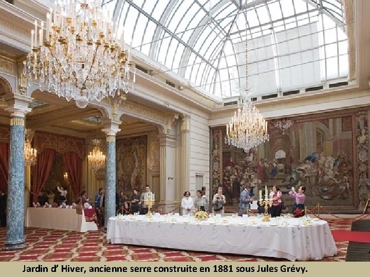 Jardin d’ Hiver, ancienne serre construite en 1881 sous Jules Grévy. 