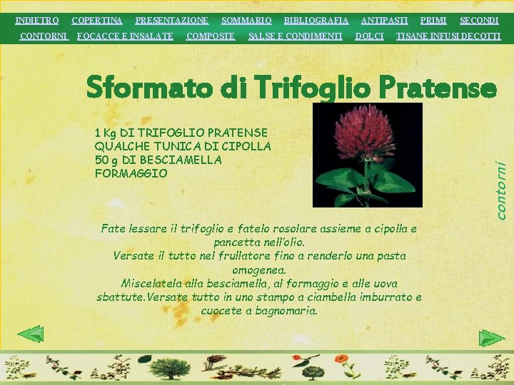 CONTORNI COPERTINA PRESENTAZIONE FOCACCE E INSALATE SOMMARIO COMPOSTE BIBLIOGRAFIA SALSE E CONDIMENTI ANTIPASTI DOLCI