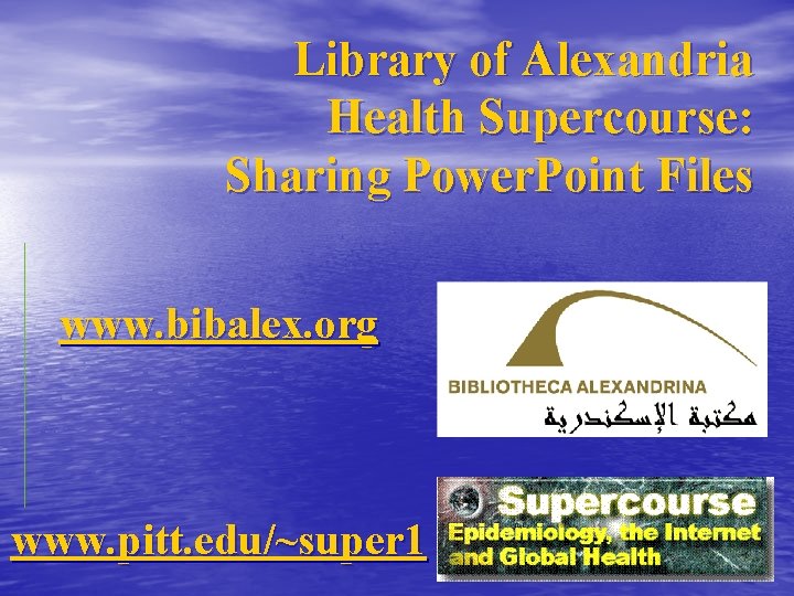 Library of Alexandria Health Supercourse: Sharing Power. Point Files www. bibalex. org www. pitt.