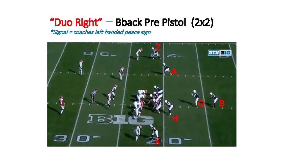 “Duo Right” – Bback Pre Pistol (2 x 2) *Signal = coaches left handed