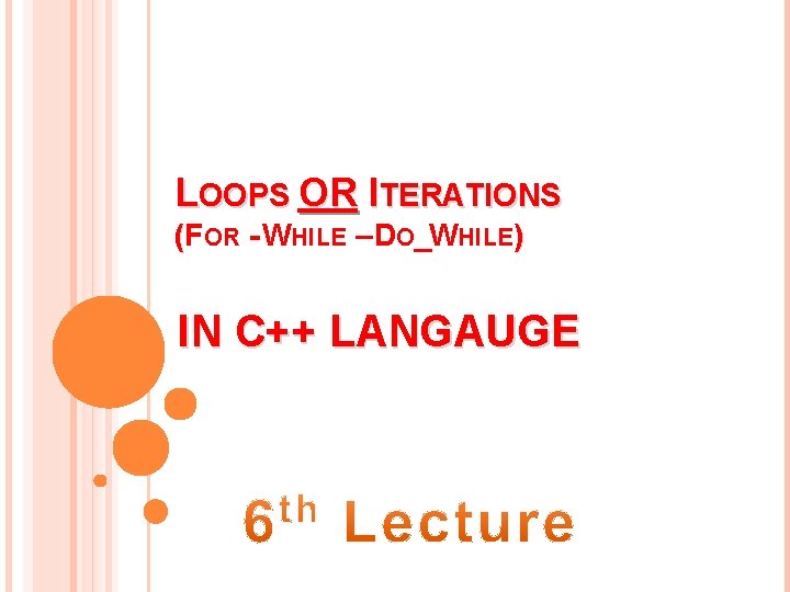 LOOPS OR ITERATIONS (FOR - WHILE – DO_WHILE) IN C++ LANGAUGE 