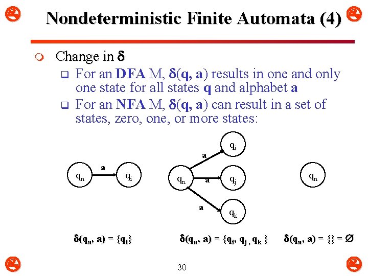  Nondeterministic Finite Automata (4) m Change in q For an DFA M, (q,
