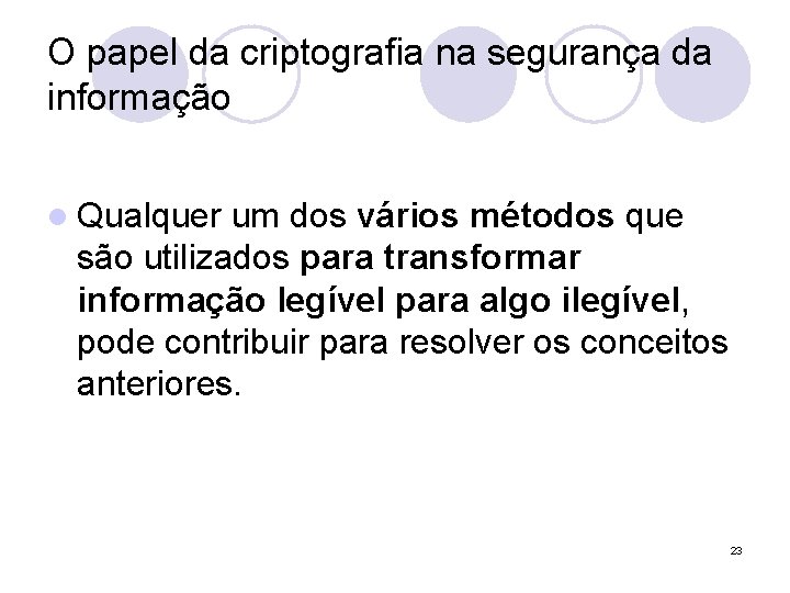 O papel da criptografia na segurança da informação l Qualquer um dos vários métodos