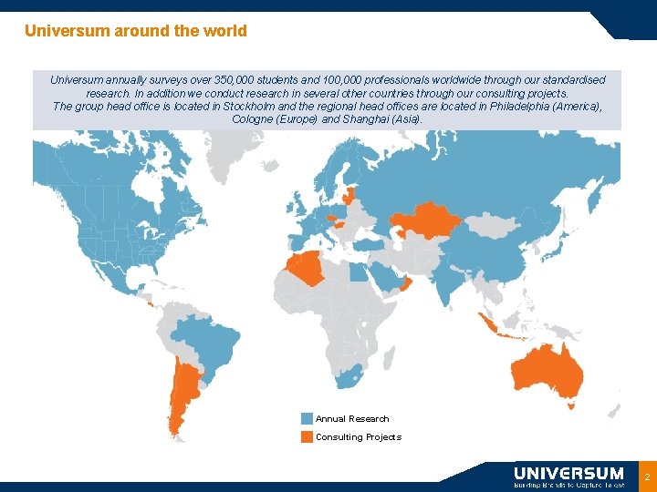 Universum around the world Universum annually surveys over 350, 000 students and 100, 000