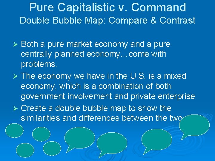 Pure Capitalistic v. Command Double Bubble Map: Compare & Contrast Both a pure market