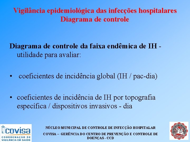 Vigilância epidemiológica das infecções hospitalares Diagrama de controle da faixa endêmica de IH utilidade