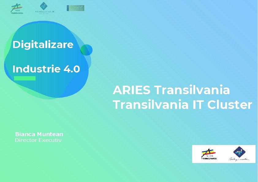 Digitalizare Industrie 4. 0 ARIES Transilvania IT Cluster Bianca Muntean Director Executiv 