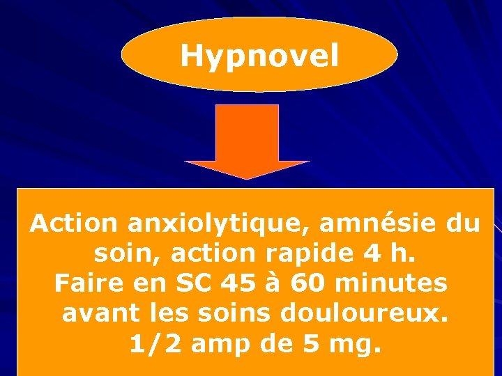 Hypnovel Action anxiolytique, amnésie du soin, action rapide 4 h. Faire en SC 45
