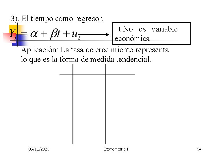 3). El tiempo como regresor. t No es variable económica Aplicación: La tasa de