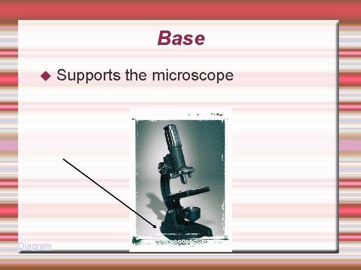 Base Diagram Supports the microscope 