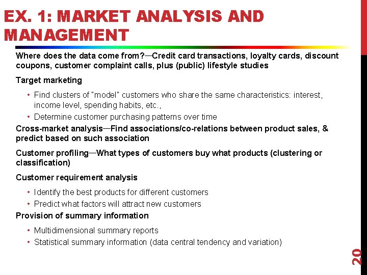 EX. 1: MARKET ANALYSIS AND MANAGEMENT Where does the data come from? —Credit card