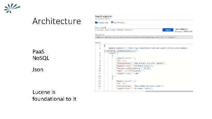Architecture Paa. S No. SQL Json Lucene is foundational to it 