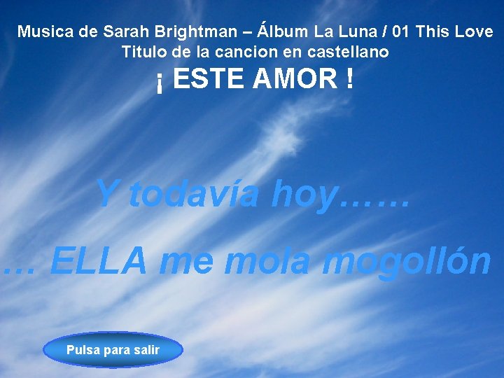 Musica de Sarah Brightman – Álbum La Luna / 01 This Love Titulo de