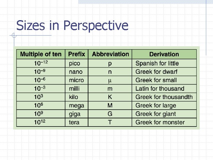 Sizes in Perspective 