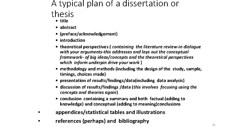 A typical plan of a dissertation or thesis · · · · · •