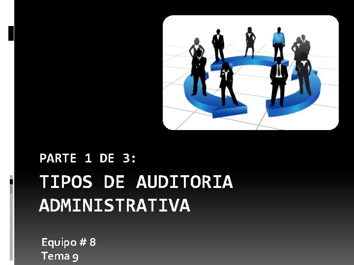 PARTE 1 DE 3: TIPOS DE AUDITORIA ADMINISTRATIVA Equipo # 8 Tema 9 PARTE 1 DE 3: TIPOS DE AUDITORIA ADMINISTRATIVA Equipo # 8 Tema 9