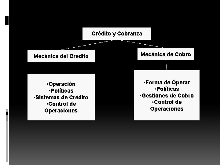 Crédito y Cobranza Mecánica del Crédito Mecánica de Cobro • Operación • Políticas •