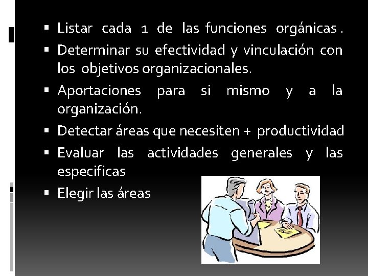  Listar cada 1 de las funciones orgánicas. Determinar su efectividad y vinculación con