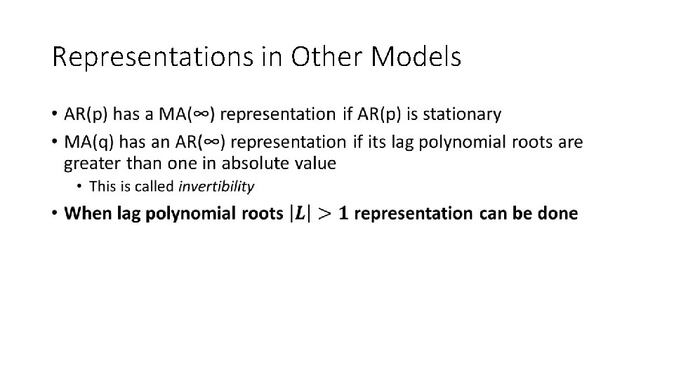 Representations in Other Models • 