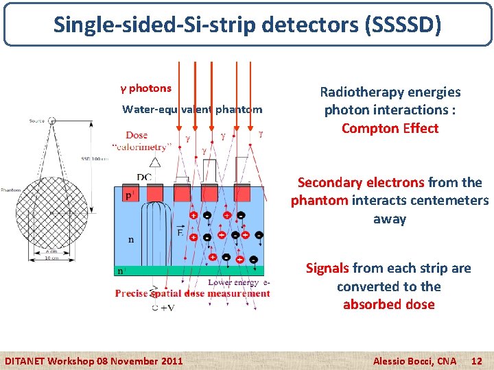 Single-sided-Si-strip detectors (SSSSD) γ photons Water-equivalent phantom Radiotherapy energies photon interactions : Compton Effect