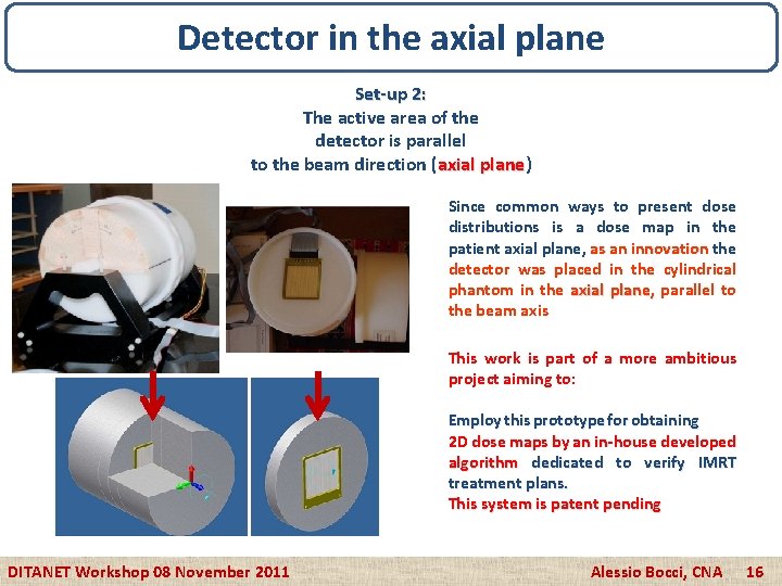 Detector in the axial plane Set-up 2: The active area of the detector is