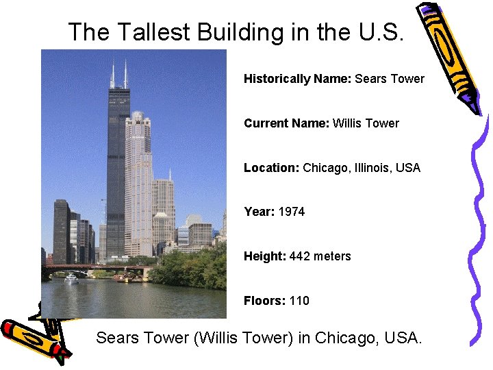 The Tallest Building in the U. S. Historically Name: Sears Tower Current Name: Willis