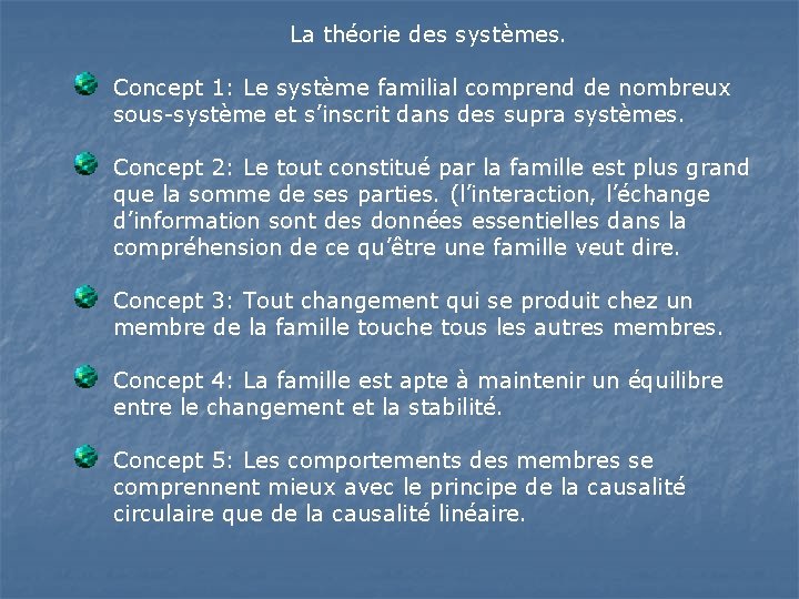 La théorie des systèmes. Concept 1: Le système familial comprend de nombreux sous-système et