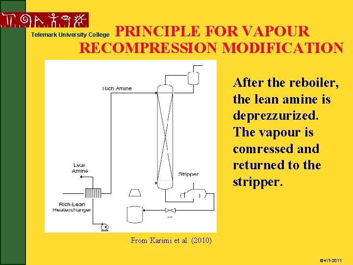 PRINCIPLE FOR VAPOUR RECOMPRESSION MODIFICATION Telemark University College After the reboiler, the lean amine