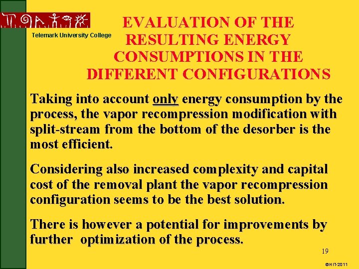 EVALUATION OF THE RESULTING ENERGY CONSUMPTIONS IN THE DIFFERENT CONFIGURATIONS Telemark University College Taking