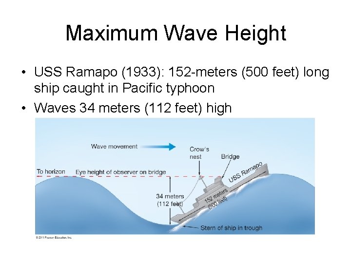 Maximum Wave Height • USS Ramapo (1933): 152 -meters (500 feet) long ship caught