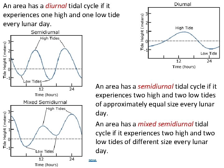 An area has a diurnal tidal cycle if it experiences one high and one