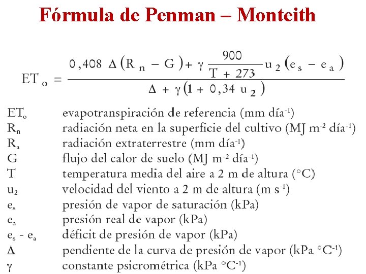 Fórmula de Penman – Monteith 