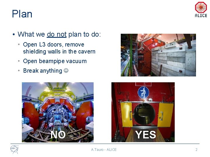 Plan • What we do not plan to do: • Open L 3 doors,