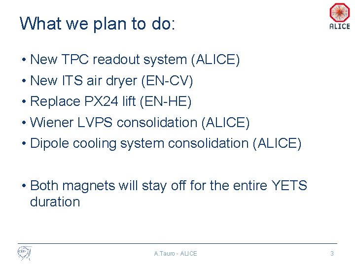 What we plan to do: • New TPC readout system (ALICE) • New ITS